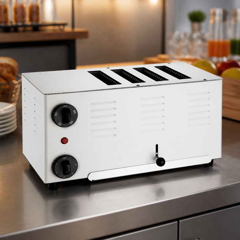 Commercial Stainless Steel 4 Slot Toaster with Additional Elements