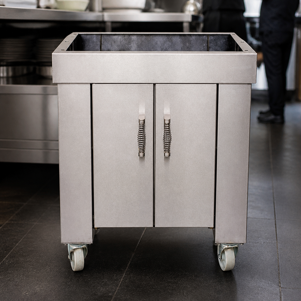 Commercial Stand with Doors for Charcoal Oven - Stainless Steel