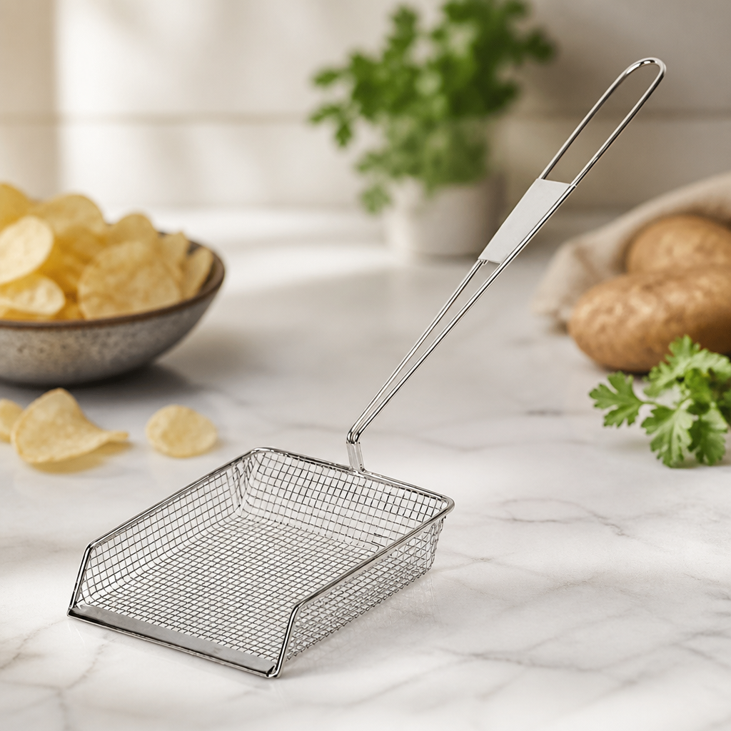 Commercial stainless steel chip shovel 203mm durable skimmer