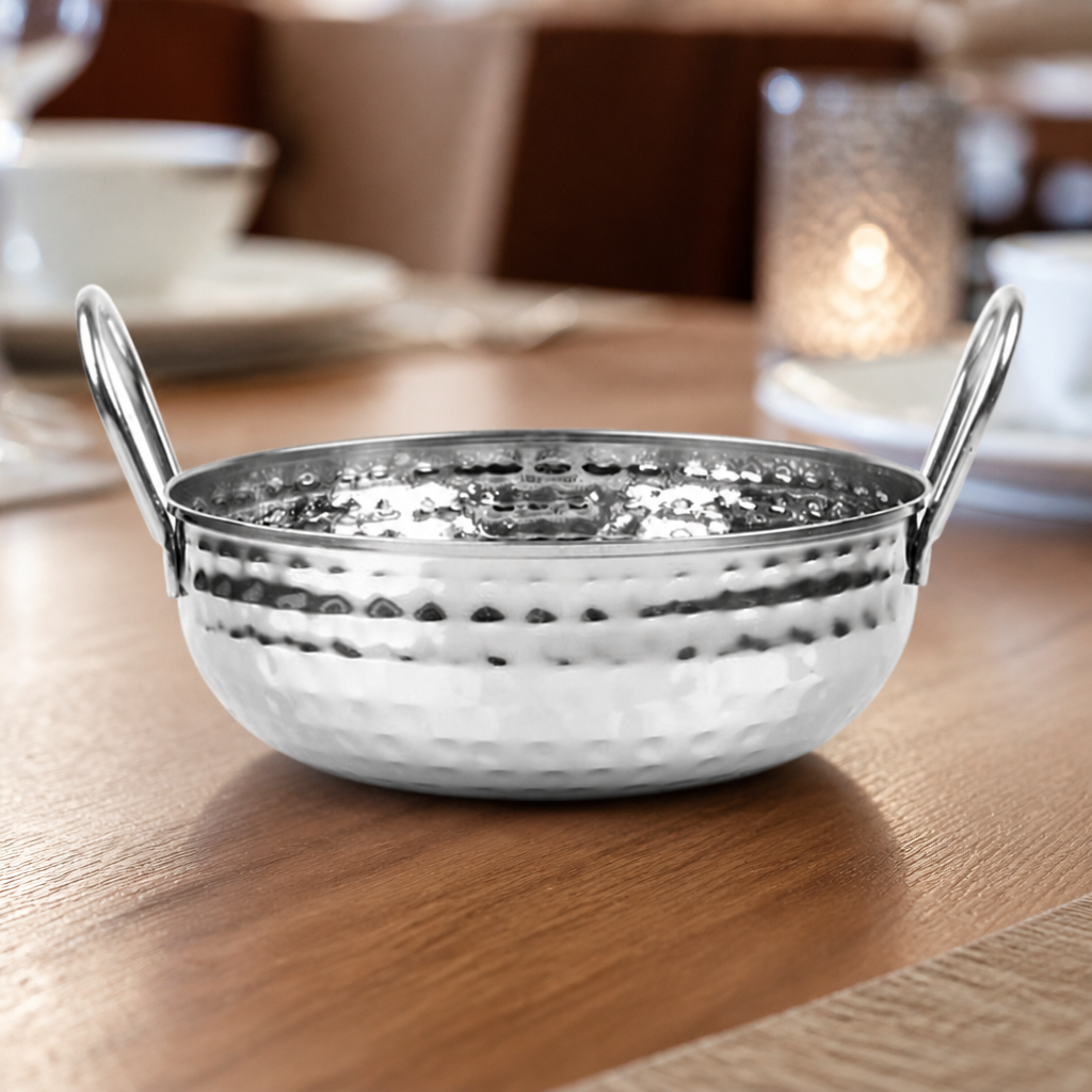 200mm Stainless Steel Commercial Balti Dish with Handles
