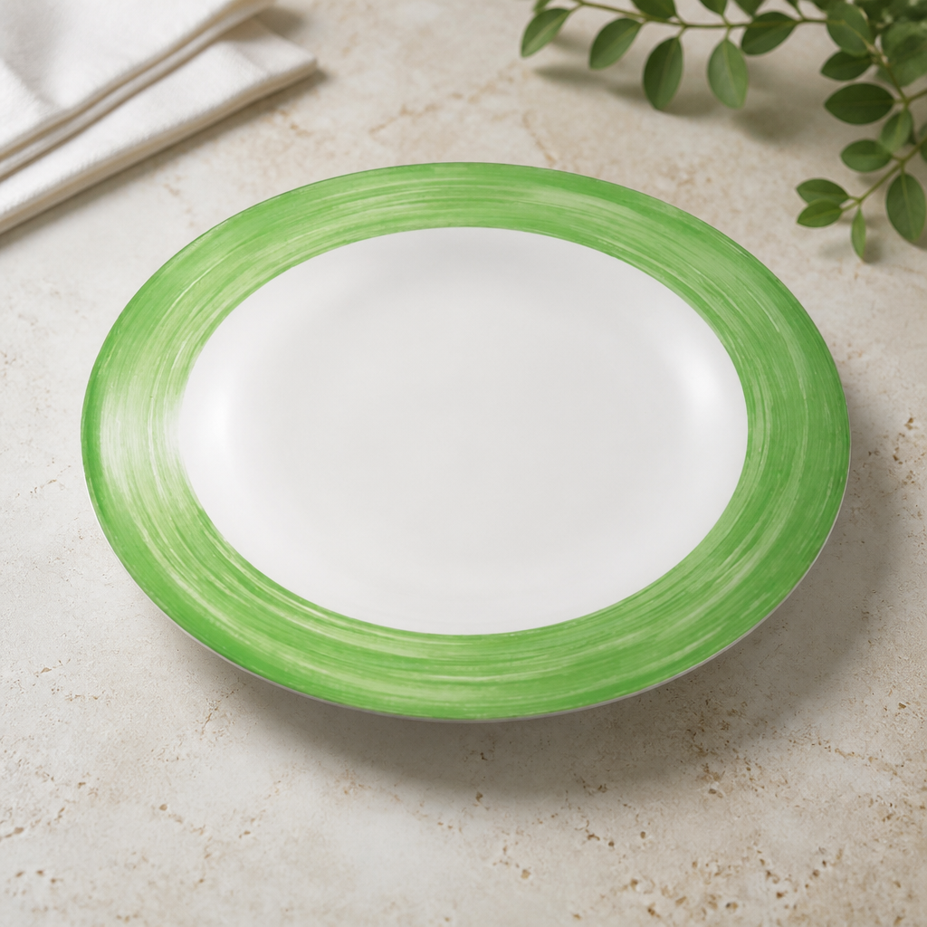 Green Brush Soup Plates 225mm Pack of 12 for Foodservice