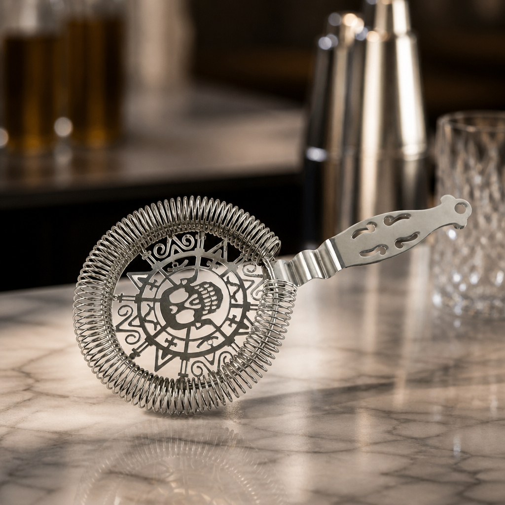 Commercial Stainless Steel Skull Cocktail Strainer 22cm