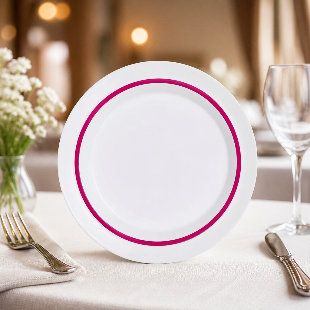 Commercial Plates 190mm Red Rim 12 Pack for Care Facilities