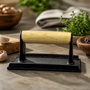 Commercial Cast Iron Meat Grill Press with Wooden Handle