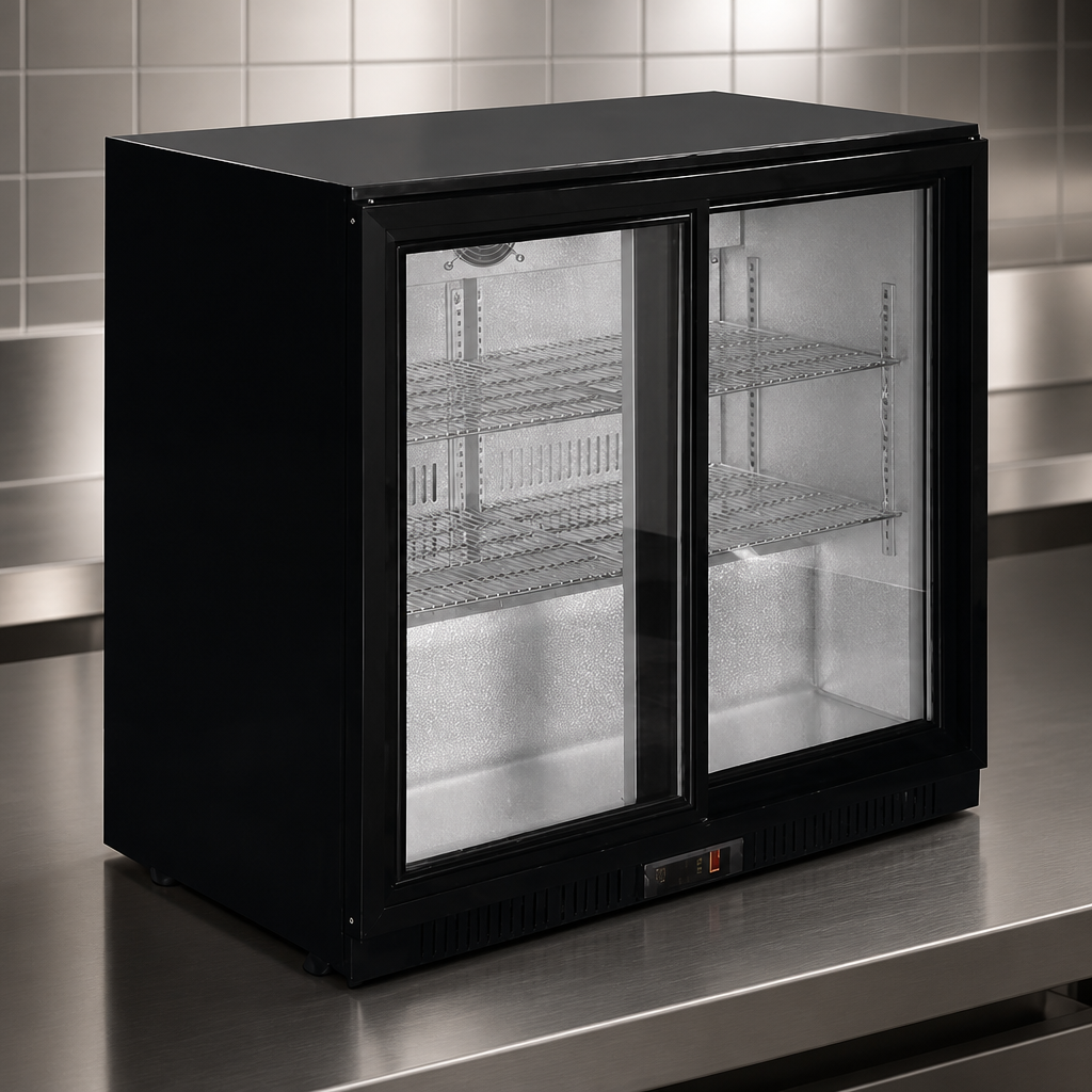 Commercial Back Bar Cooler 208Ltr with sliding doors