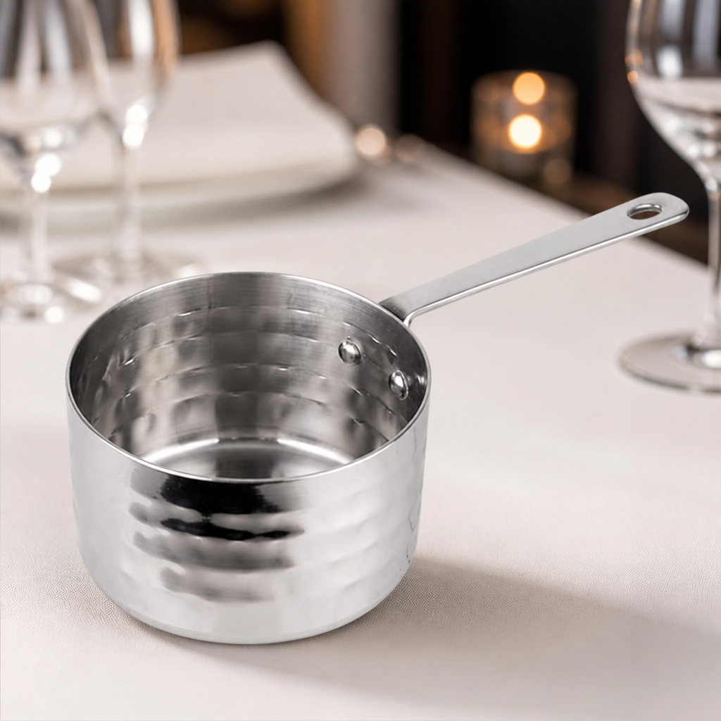 Mini Stainless Steel Saucepan 70mm for serving tapas and dips