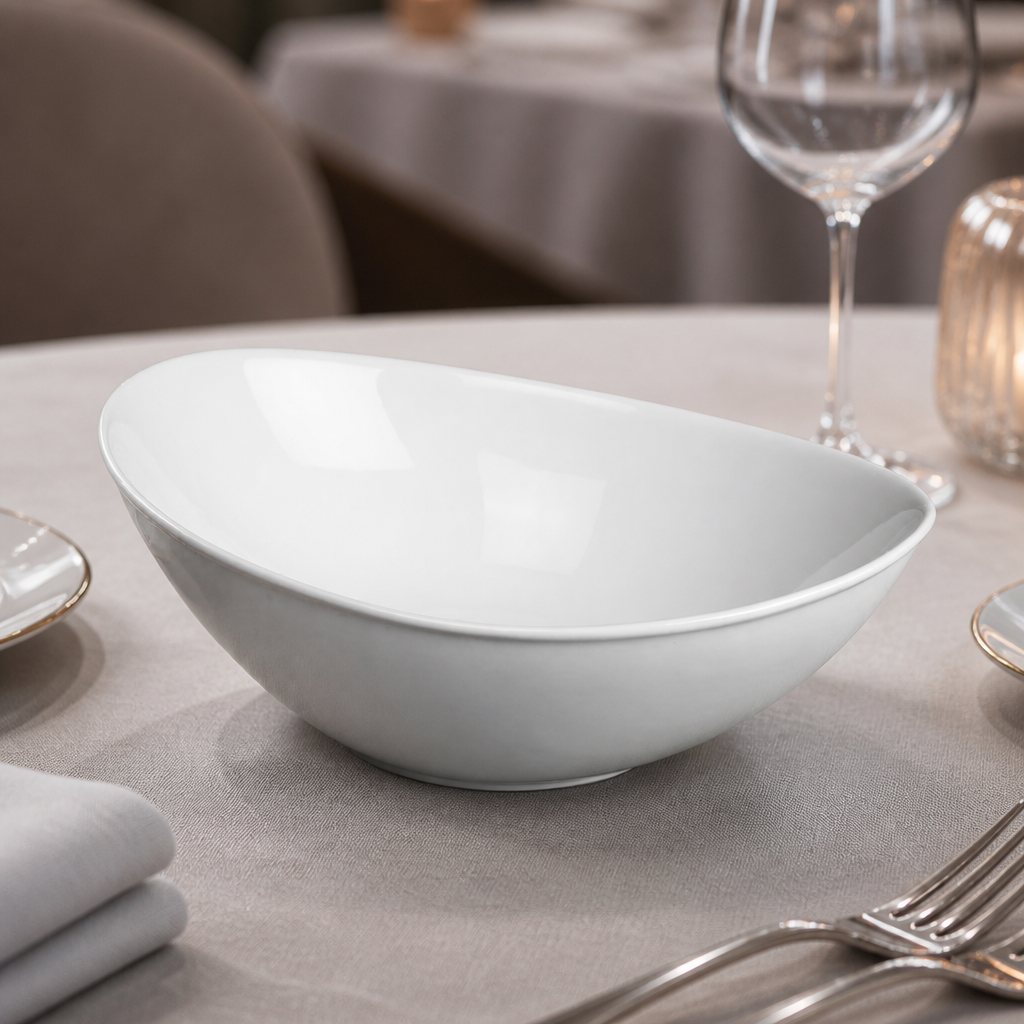 Pack of 6 Commercial Oval Serving Bowls 200x143mm Porcelain