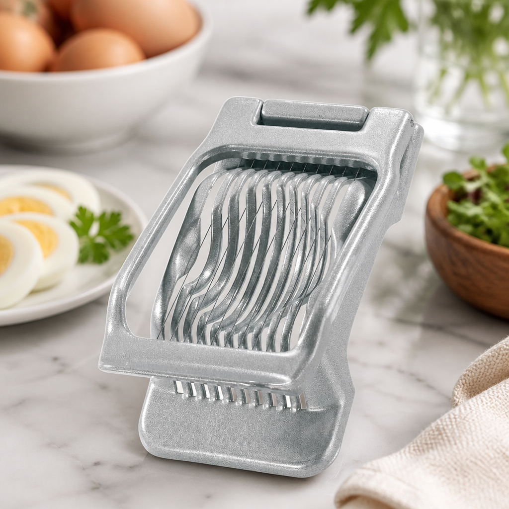 Commercial egg slicer with stainless steel wires and aluminium frame