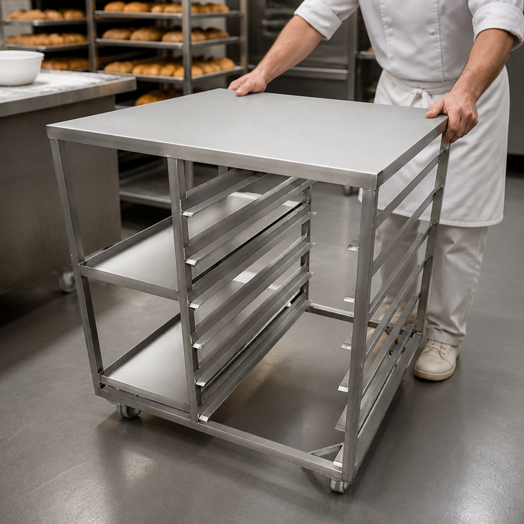Commercial Stand for Compact Oven 900mm High with Racked Storage