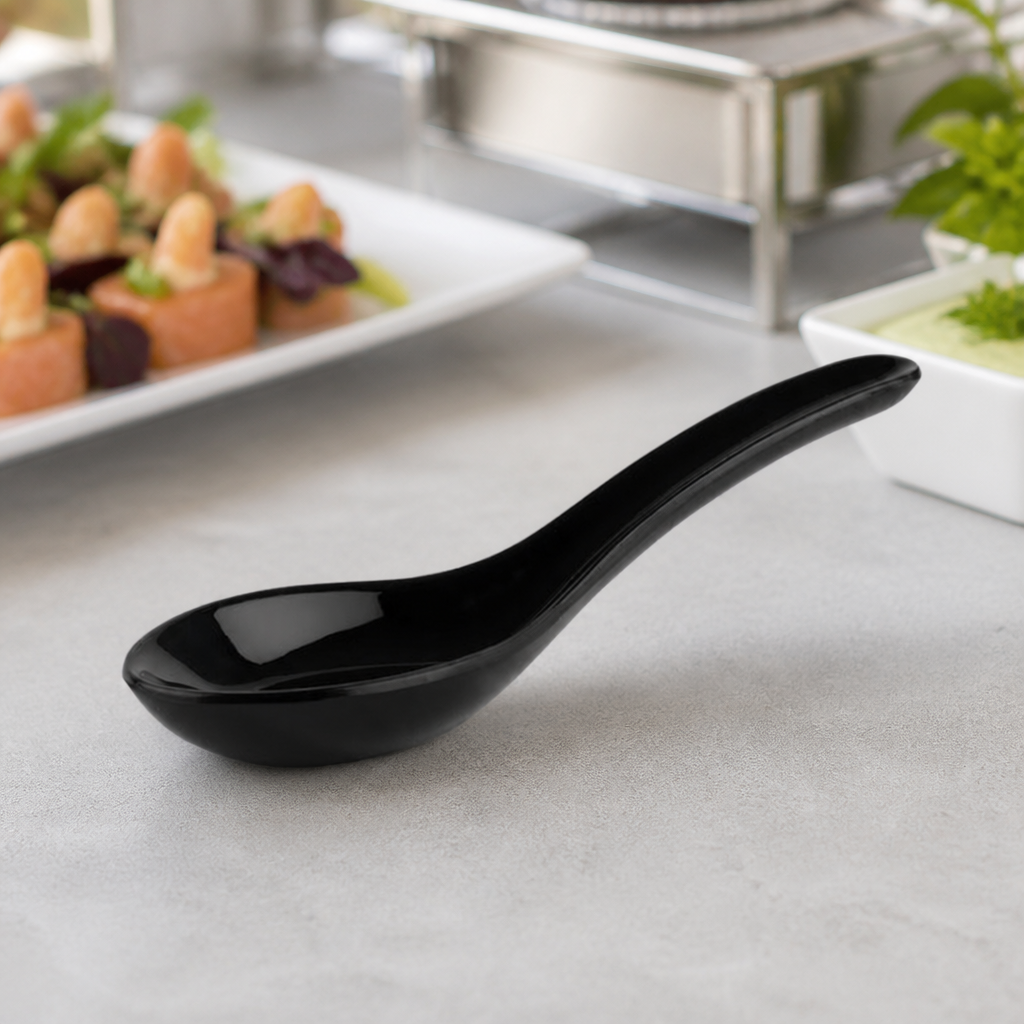 Recycled PET Commercial Party Spoon Black 135x45mm