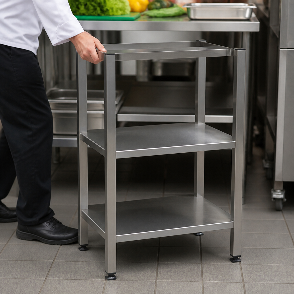 Commercial stand for combi oven in stainless steel construction