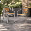 Commercial Stackable Aluminium and Ash Outdoor Chairs 4 Pack