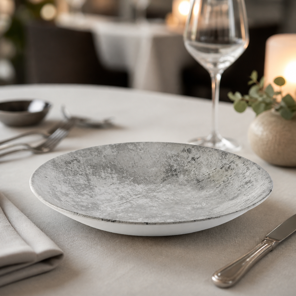 Commercial Deep Coupe Plates 254mm Grey 12 Pack Vitrified China