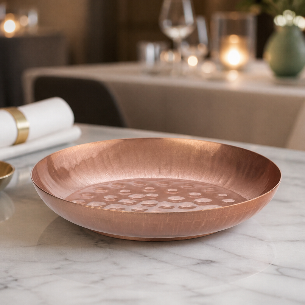 245mm vintage copper finish commercial seafood serving bowl