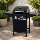 Commercial Gas Grill BBQ 8.7kW with Integrated Lid and Shelves