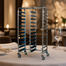 Stainless Steel 24-Tray Commercial Clearing Trolley with Brakes