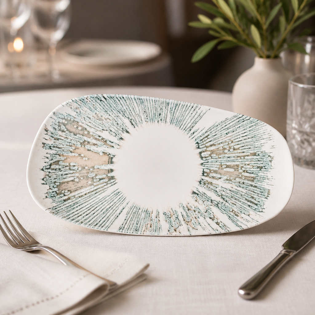 Commercial Ceramic Oblong Plates Pink Opal 350x185mm 6 Pack