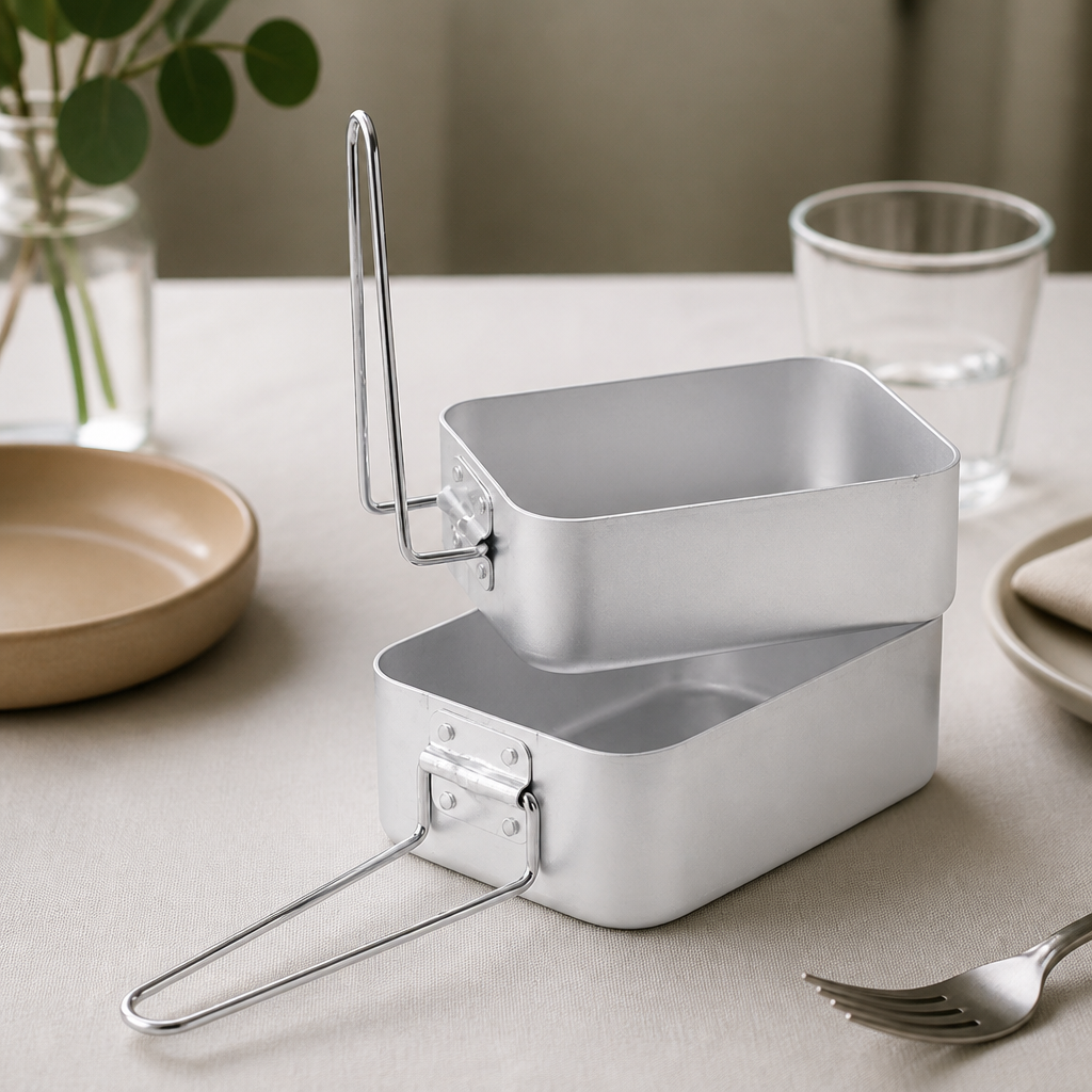 Two Size Mess Tin Set - Lightweight Stainless Steel Catering Dishes