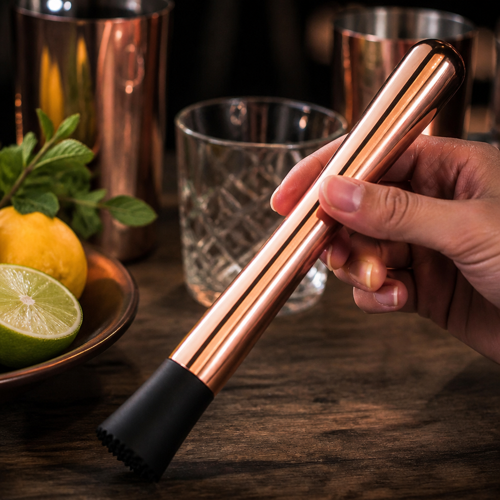 Copper Cocktail Muddler 30cm for mixing drinks