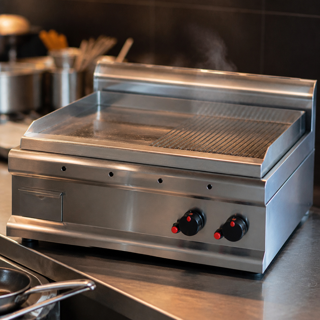 Commercial Half Ribbed Dual Zone Electric Griddle 712x405mm