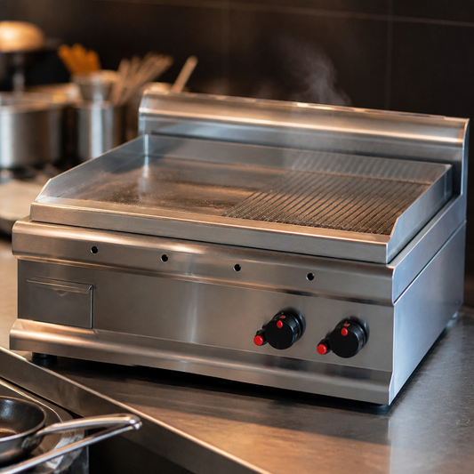 Commercial Half Ribbed Dual Zone Electric Griddle 712x405mm