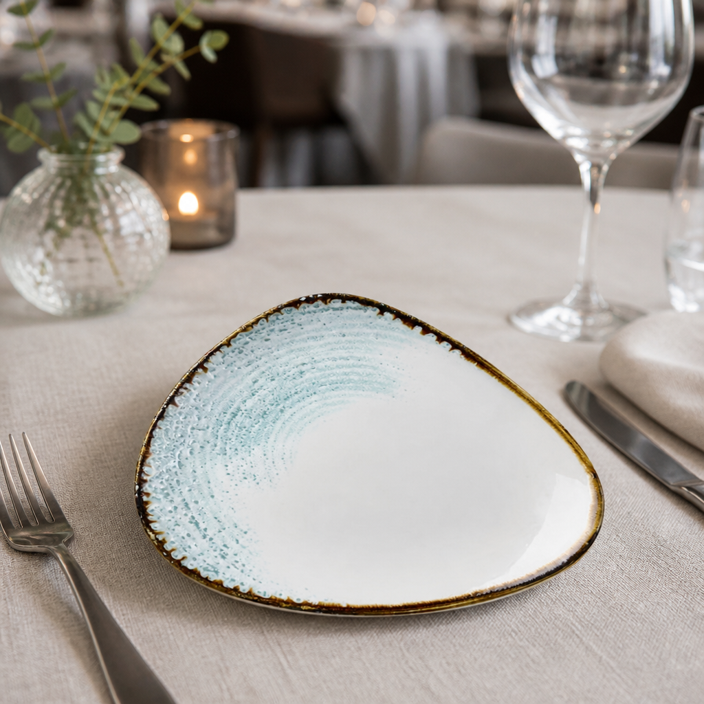 Commercial Aquamarine Triangle Plates 229mm - 12 Pack