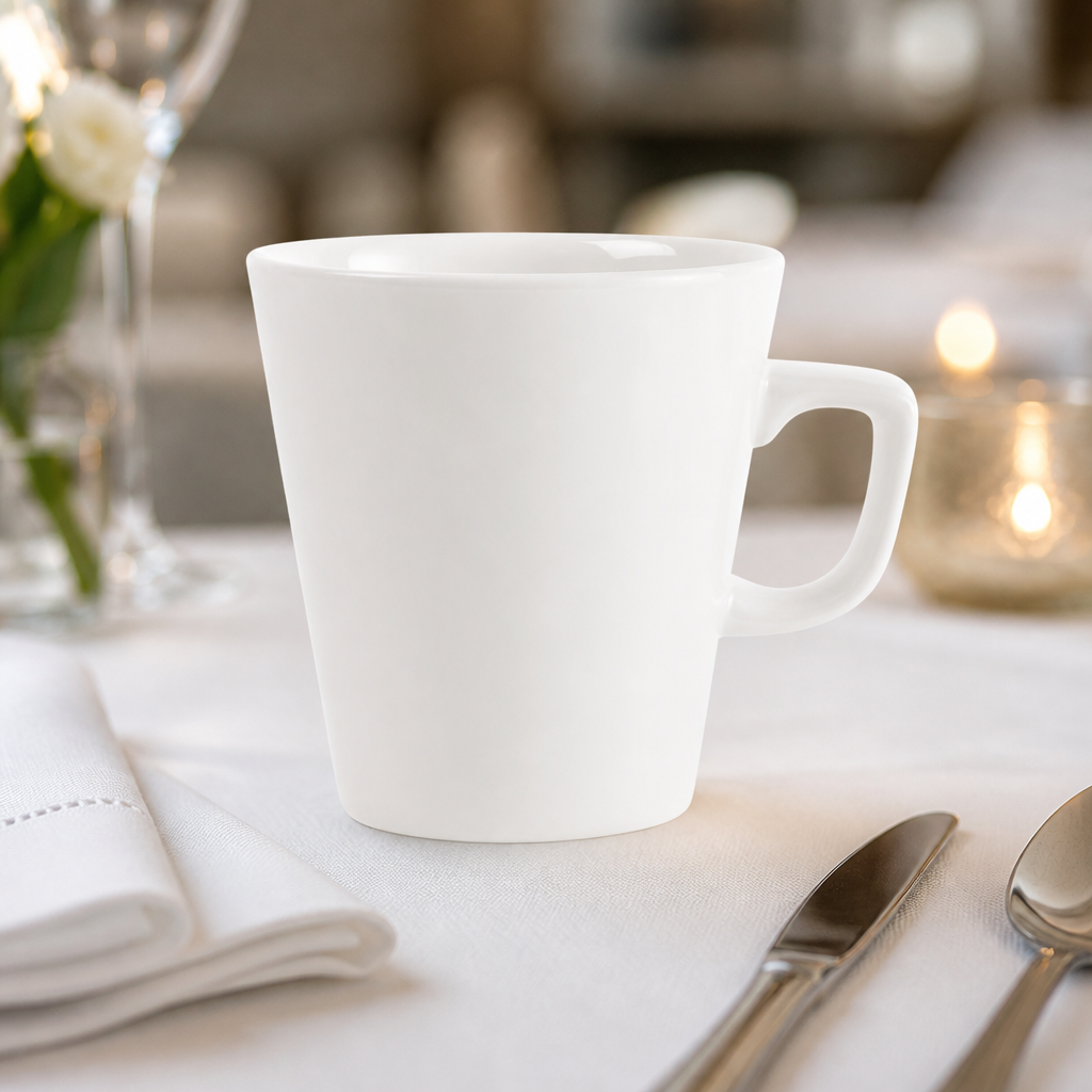 440ml Commercial Plain Whiteware Café Latte Mugs - 6 Pack