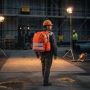 Professional Hi-Visibility Rucksack in Bright Orange - 25 Litre Capacity with Padded Straps and Reflective Tape for Enhanced Safety
