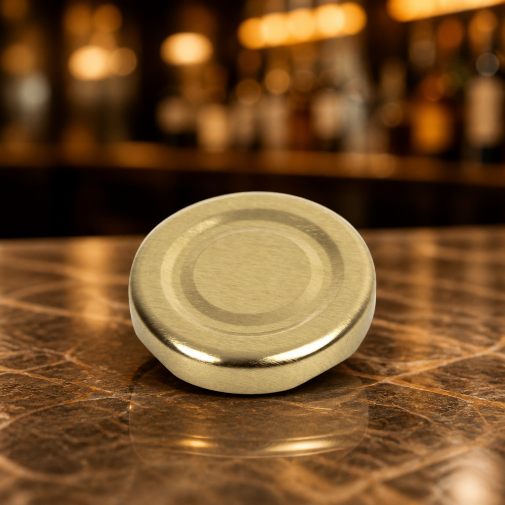 Gold metal caps for mini milk bottles, 18 pack