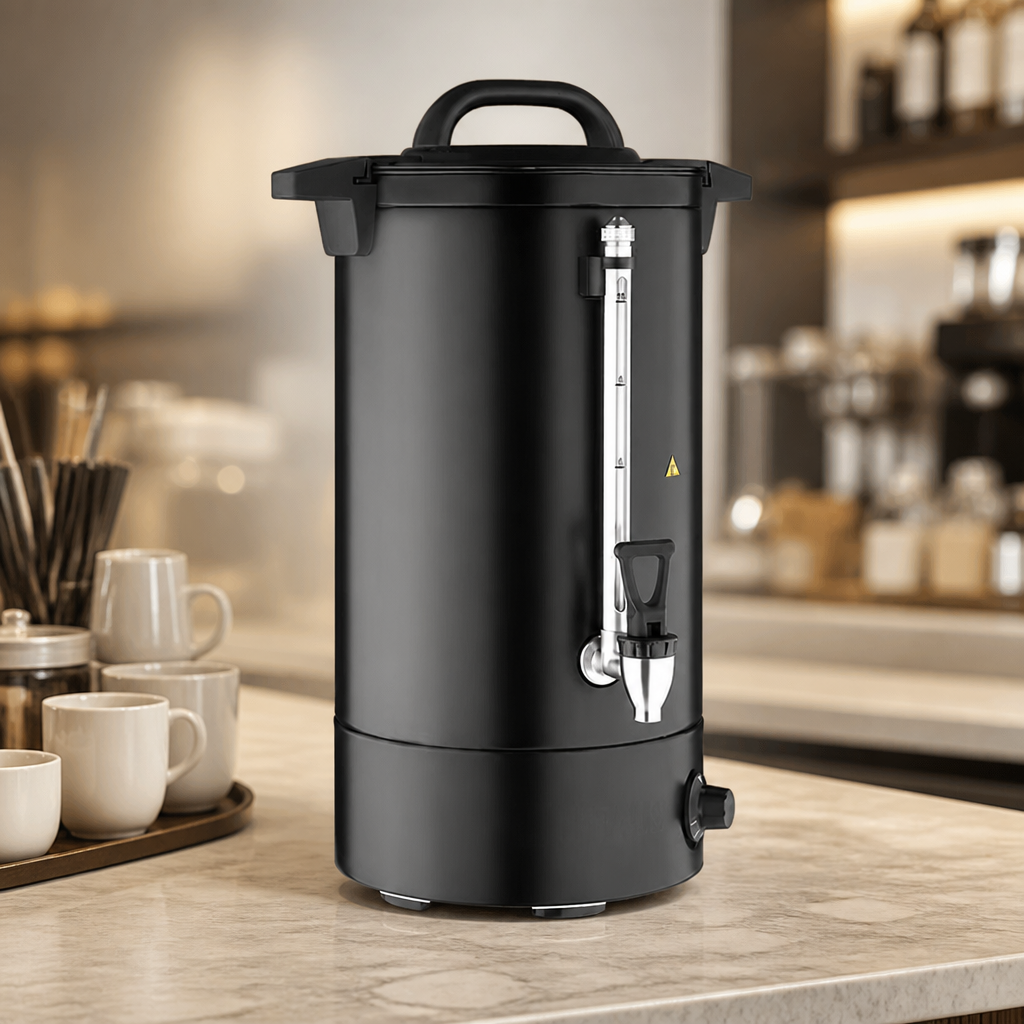 Commercial 10L stainless steel water boiler in matte black