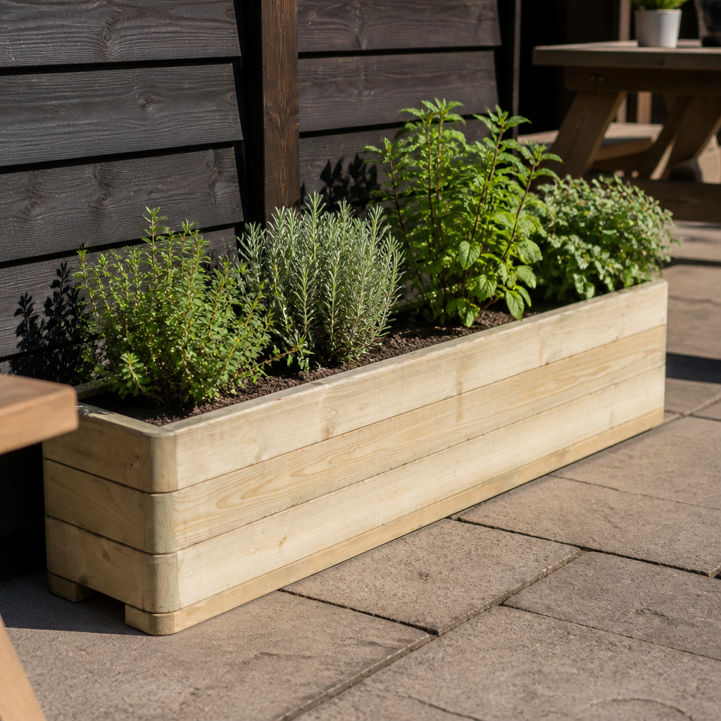 Commercial Wooden Planter 150cm with 82 Litre Capacity