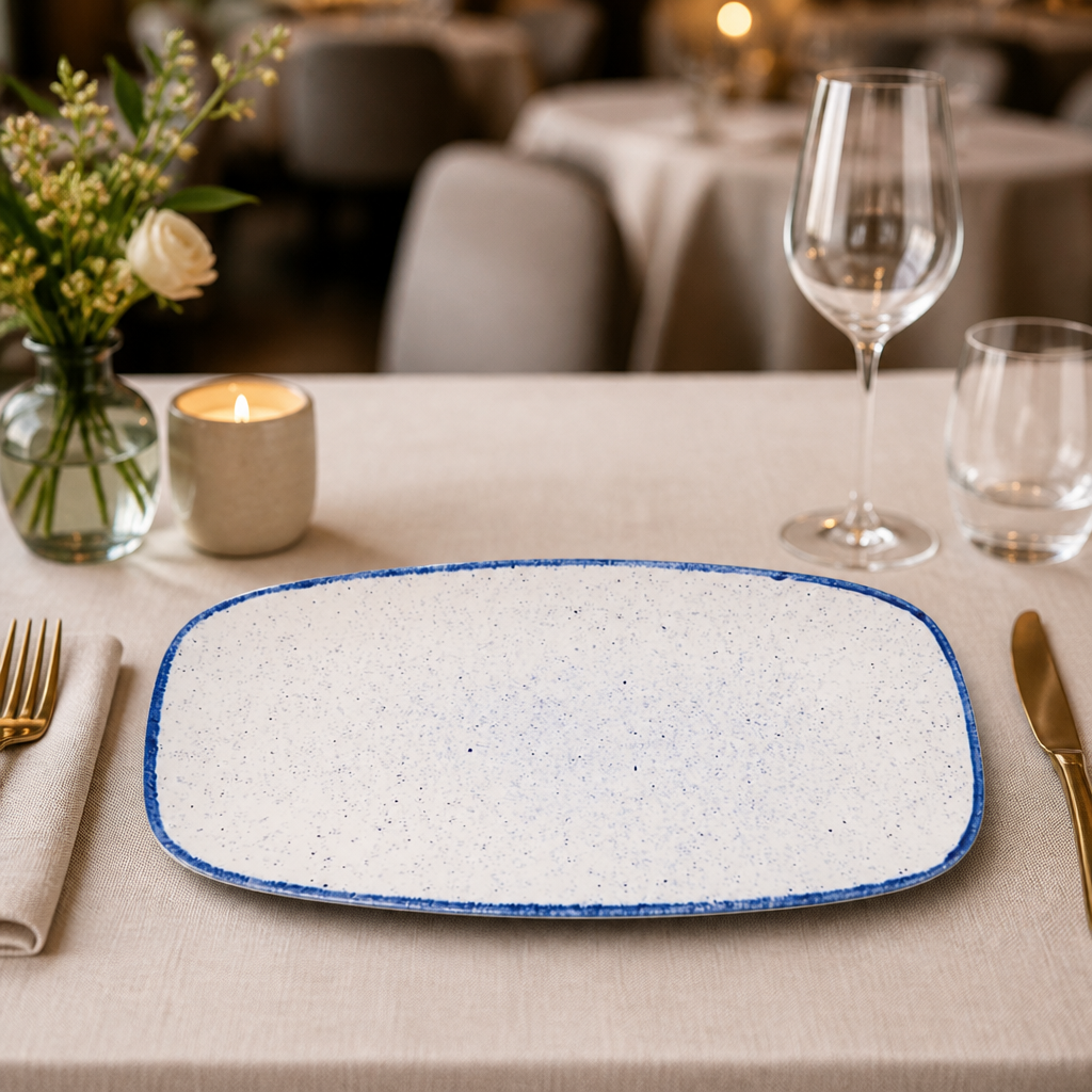 Commercial Rectangular Plates Indigo Blue 355mm - 6 Pack