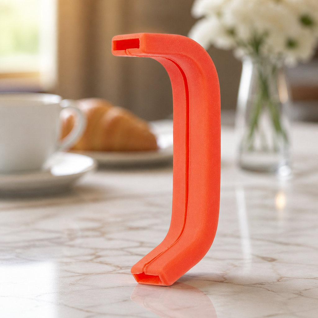 Silicone handle cover for 340ml milk frothing jug in red