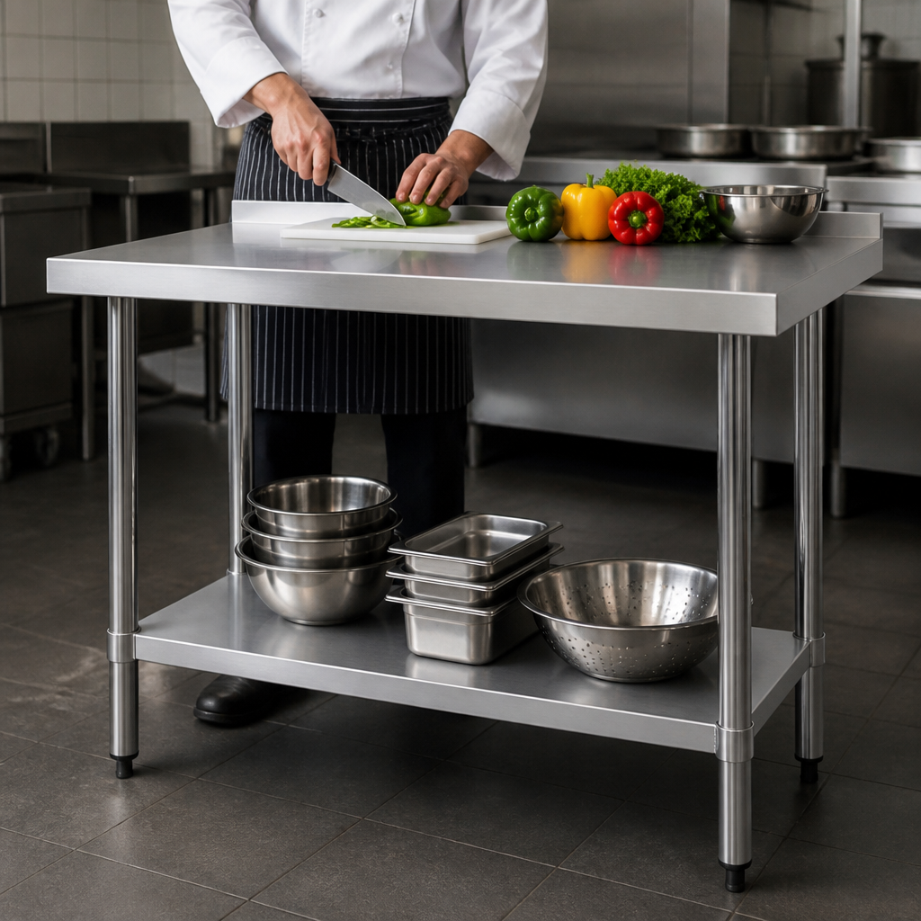 1200mm Commercial Stainless Steel Prep Table with Undershelf