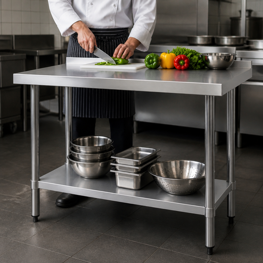1200mm Commercial Stainless Steel Prep Table with Undershelf