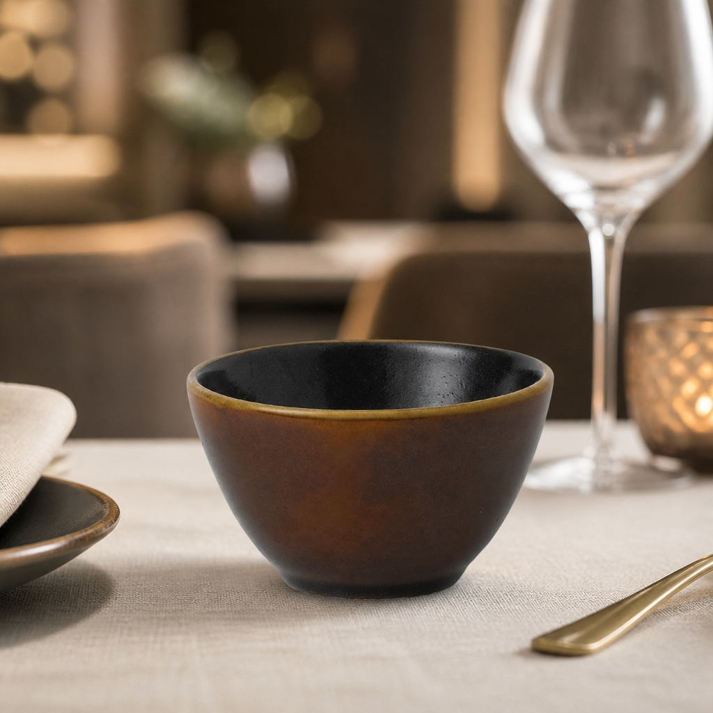 12 pack of 240ml cinnamon brown porcelain deep bowls