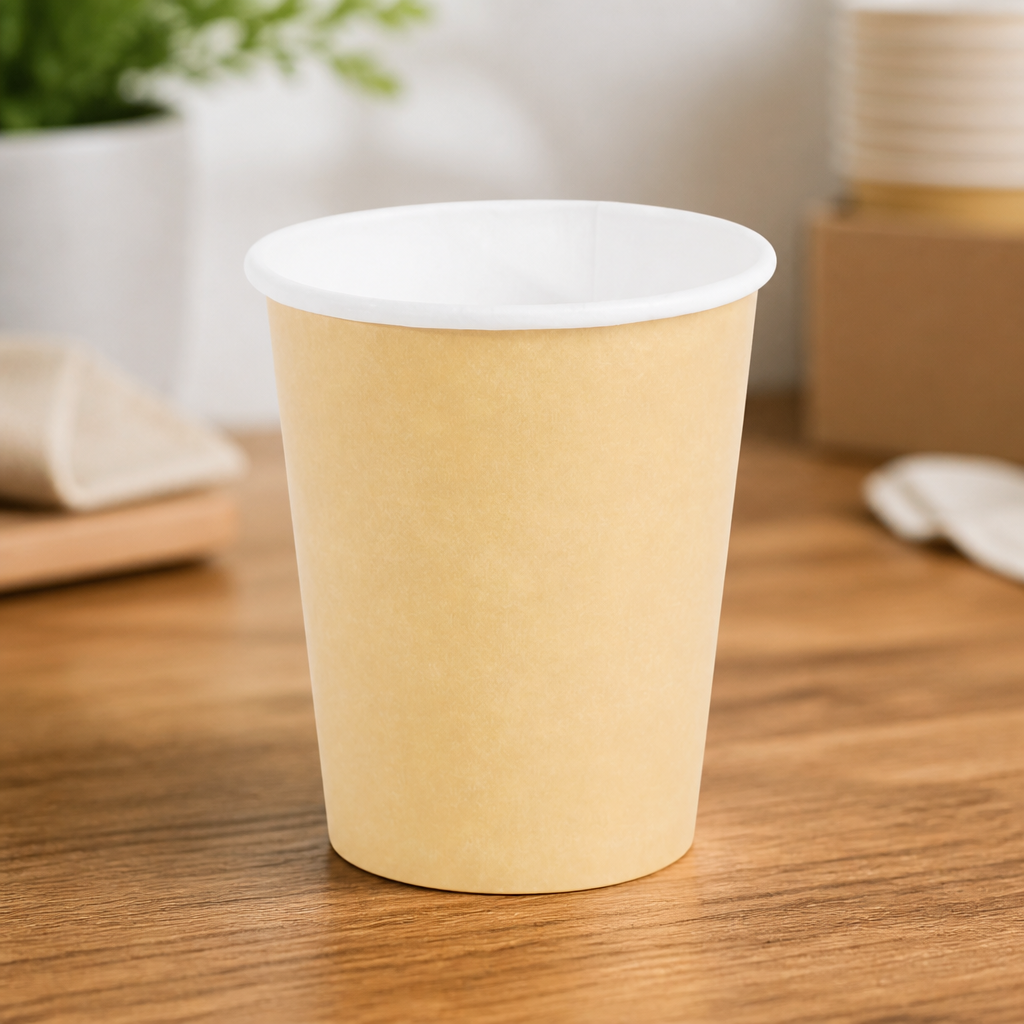 Disposable Coffee Cups 227ml Kraft Single Wall 1000 Pack