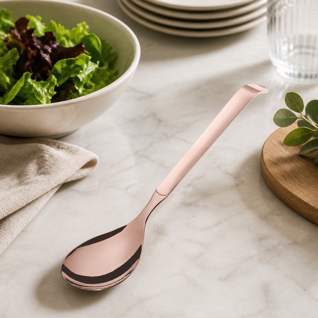 Large Copper Salad Spoons 6 Pack Commercial Cutlery Set