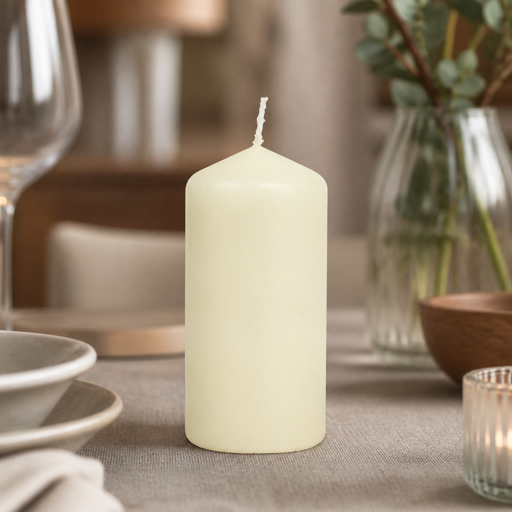 Ivory Pillar Candles 120mm - 12 Pack for Table Decoration