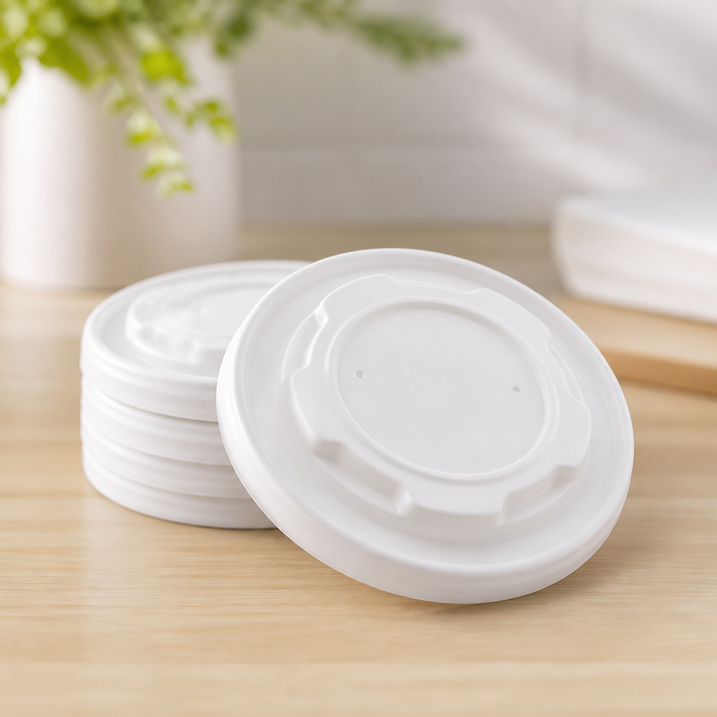Compostable hot food pot lids for commercial use 170ml 230ml