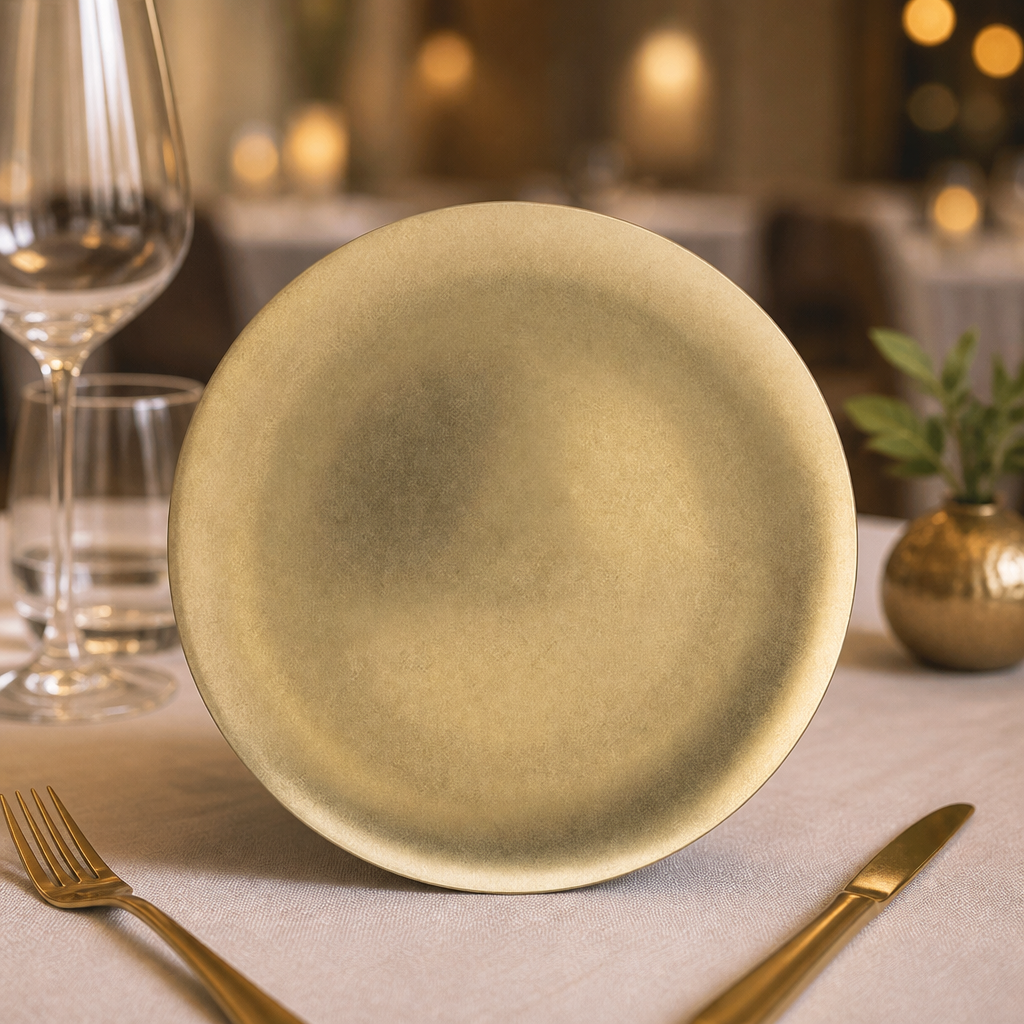 Pack of 6 Commercial Rumbled Gold Plates 230mm