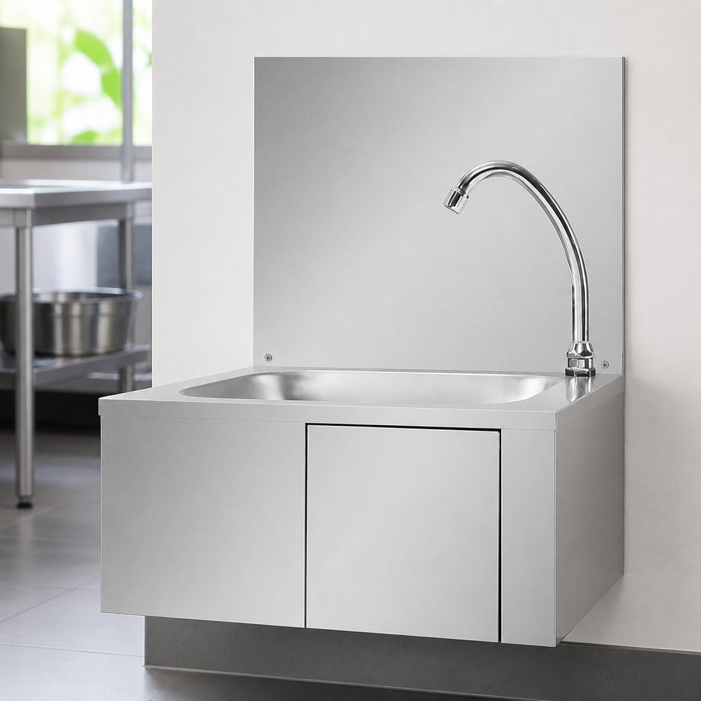 Commercial Stainless Steel Knee Operated Hand Wash Basin 495mm