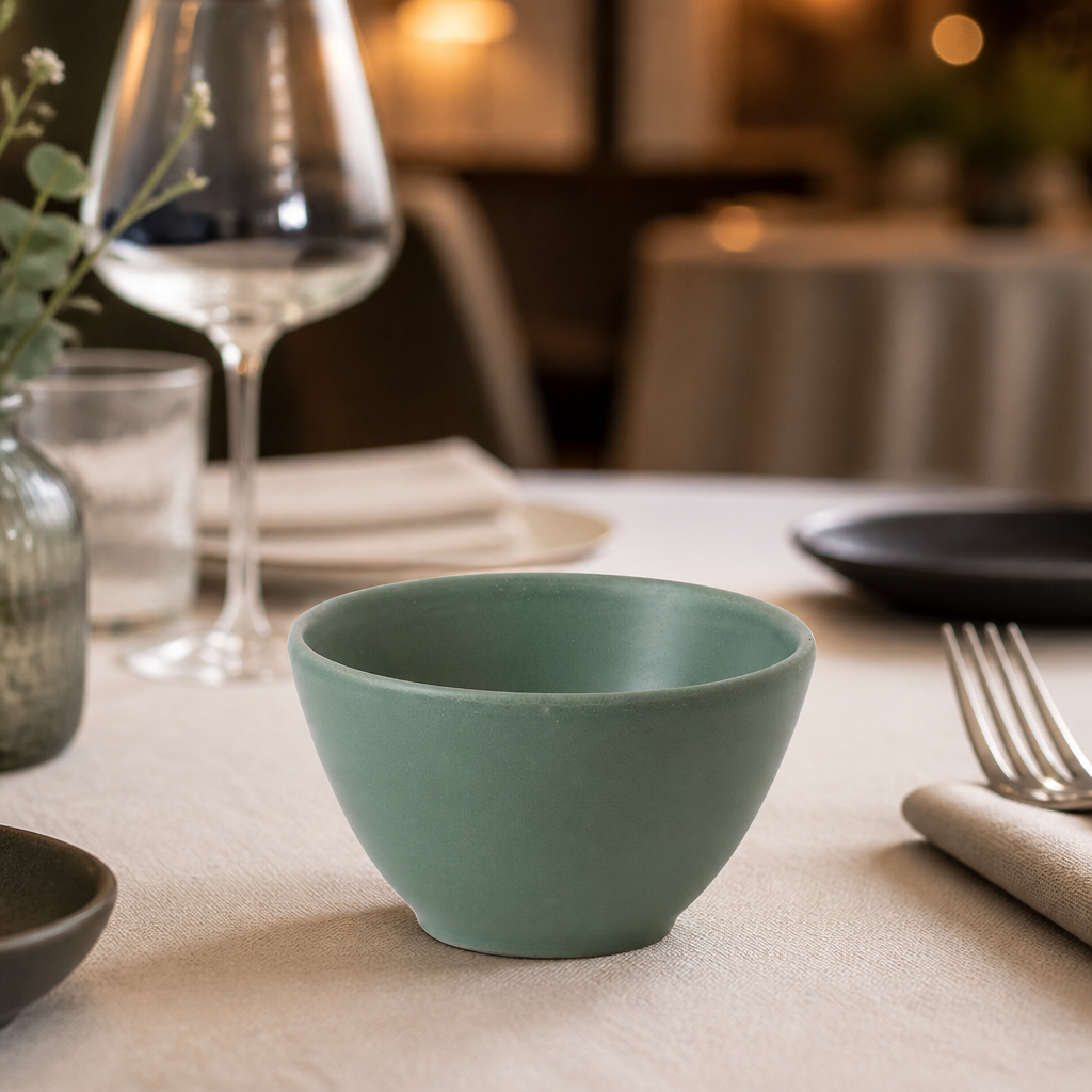 Super Vitrified Andorra Green Deep Bowls 102mm (12 Pack)