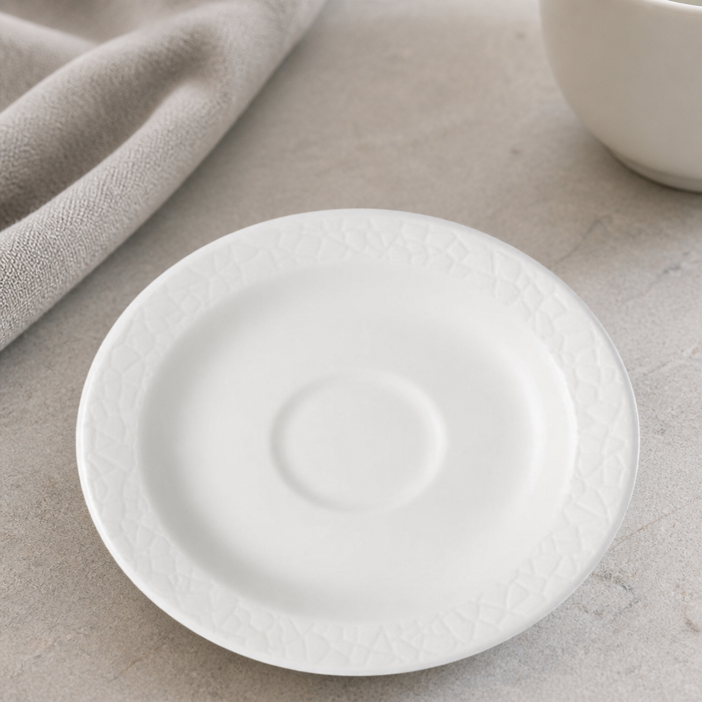 Commercial Ceramic Saucers 128mm - 12 Pack Eco Glaze