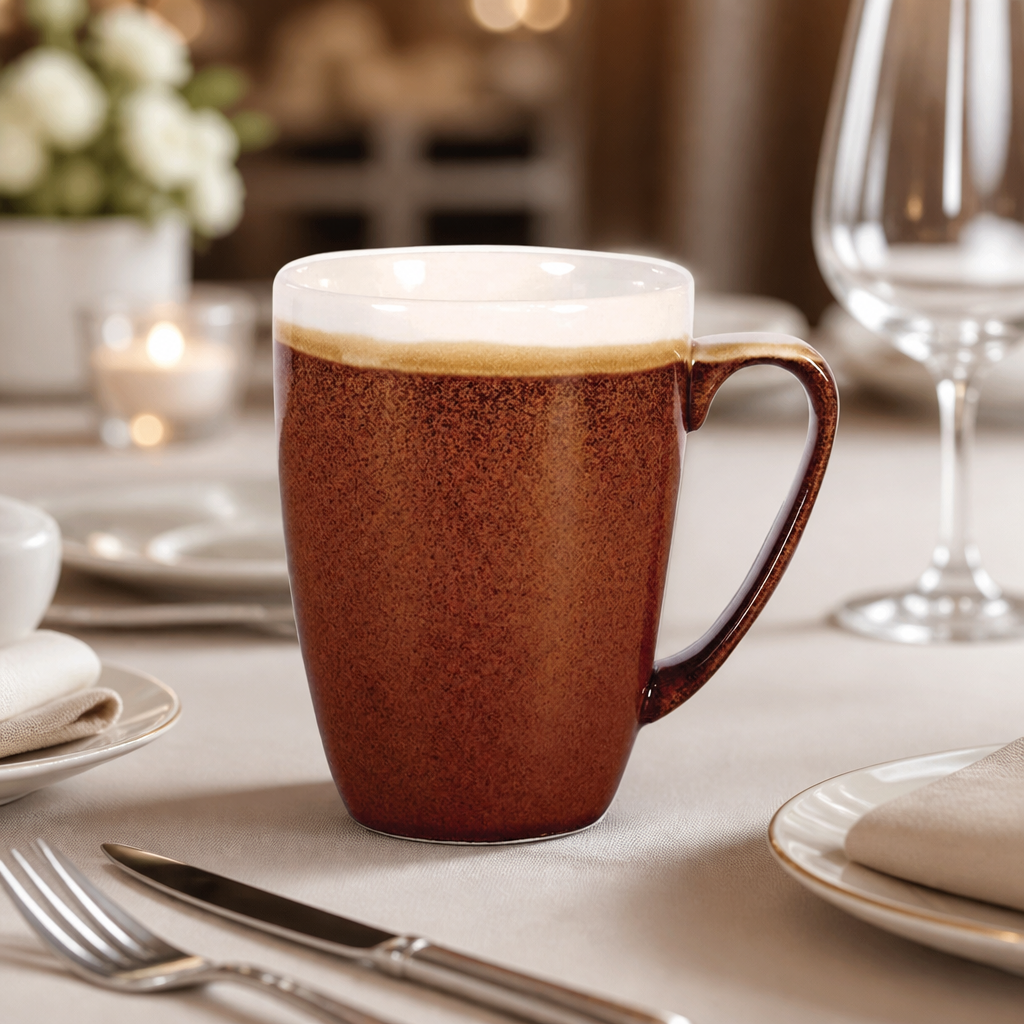 Commercial Monochrome Profile Mugs 340ml Cinnamon Brown 12 Pack