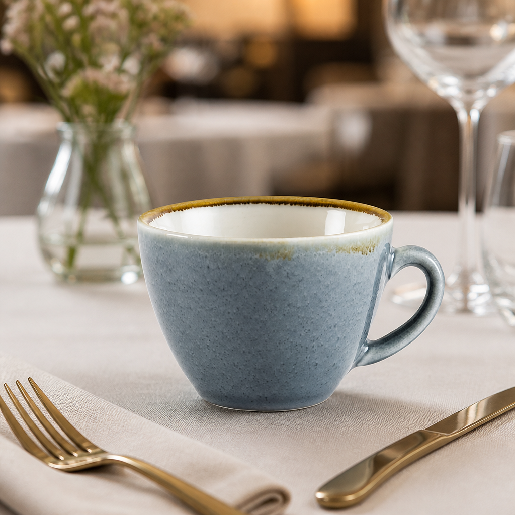 Commercial Cappuccino Cups 340ml Ocean 6 Pack Vitrified Porcelain