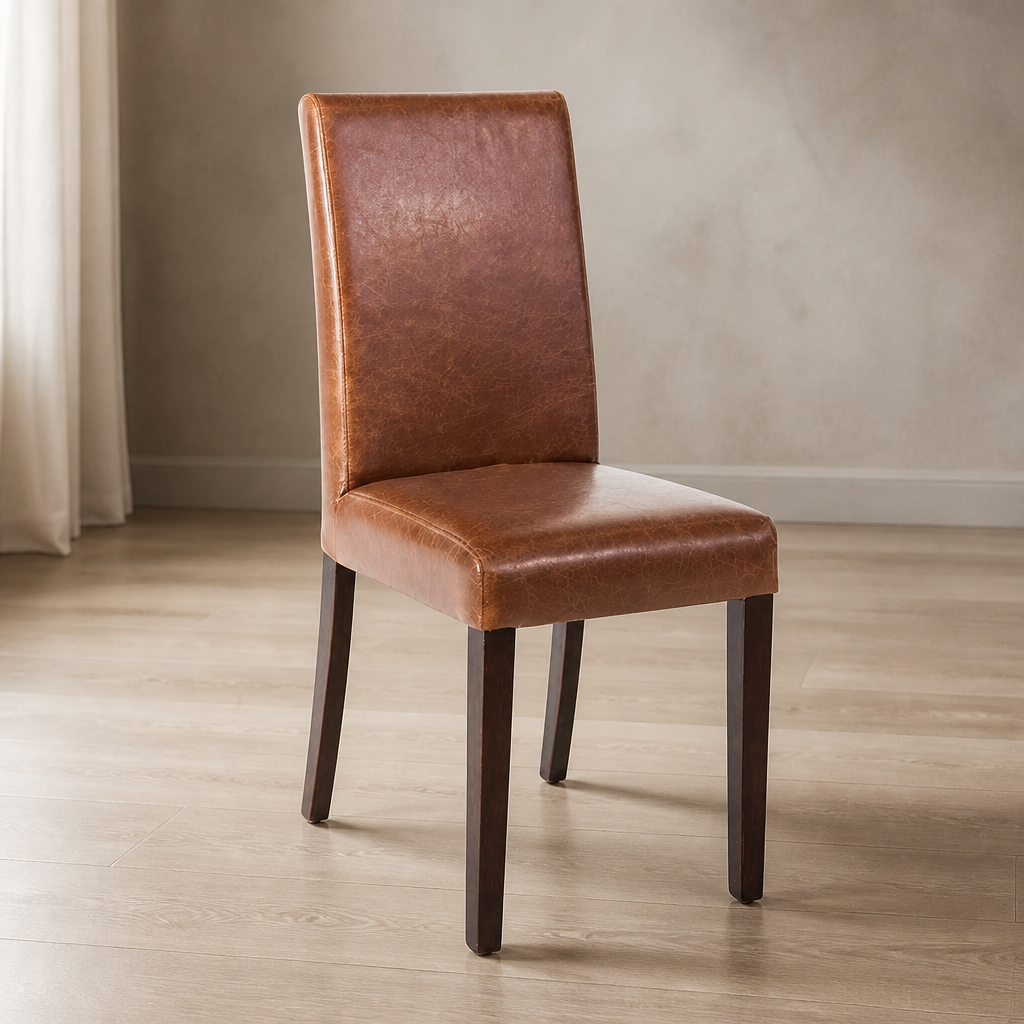 Commercial Faux Leather Dining Chairs Antique Tan 2 Pack
