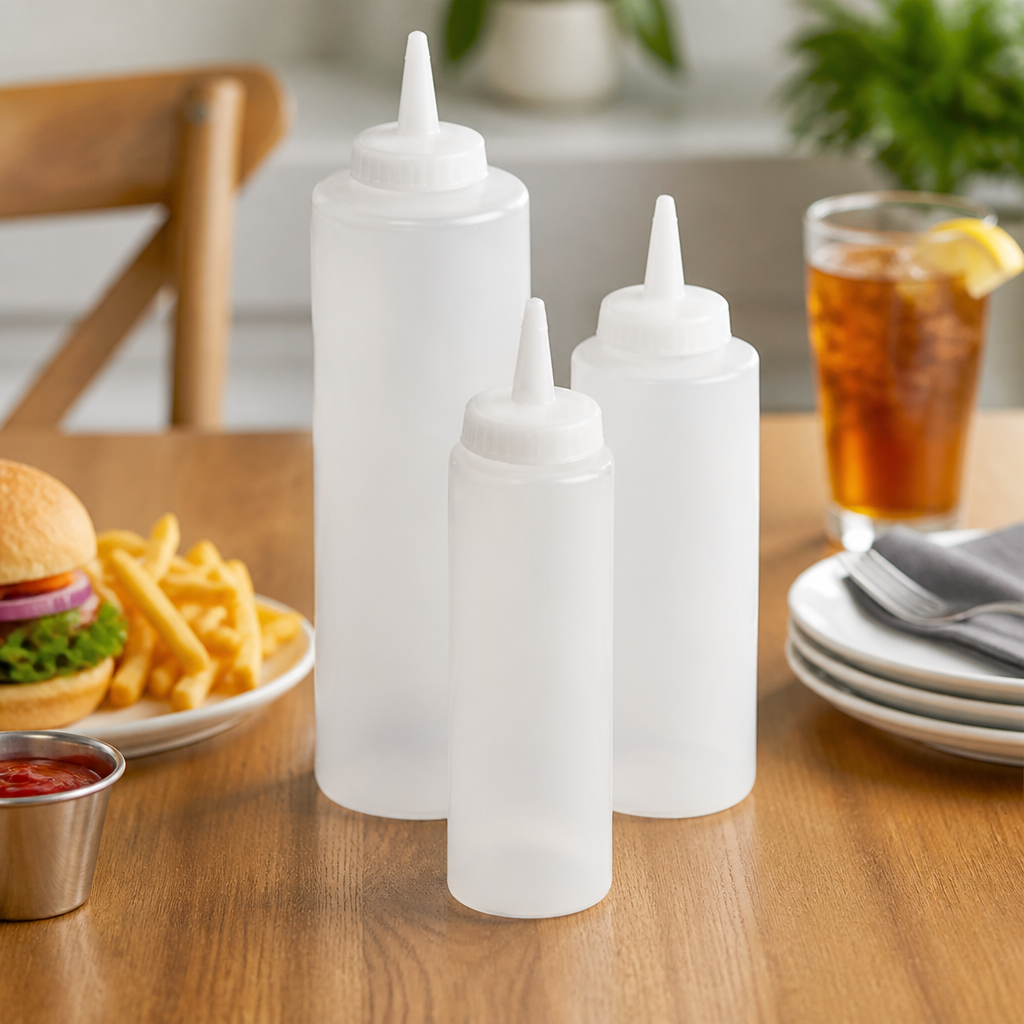 24oz Clear Commercial Squeeze Sauce Bottle for Dispensing