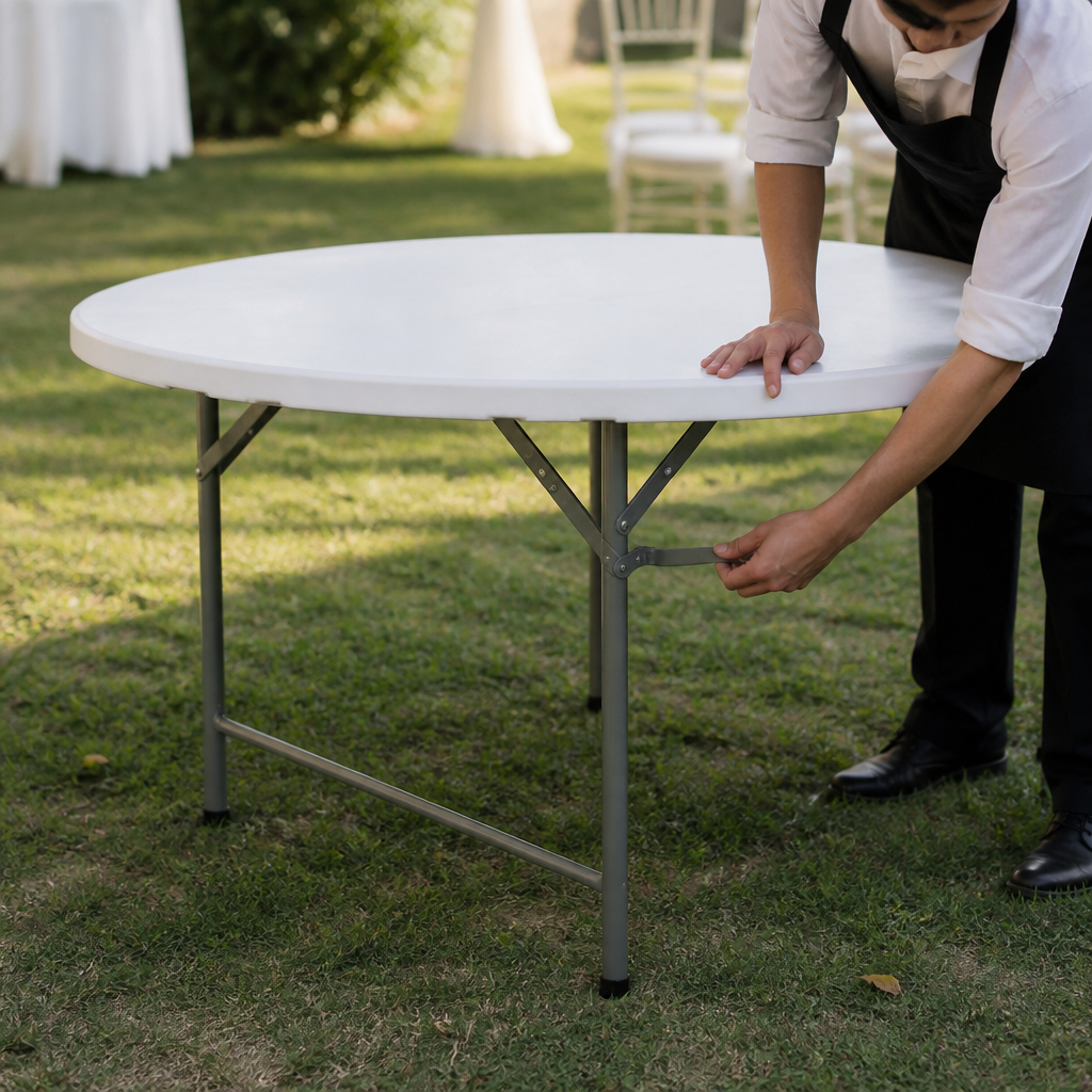 5ft Round Folding Commercial Table for Outdoor Use