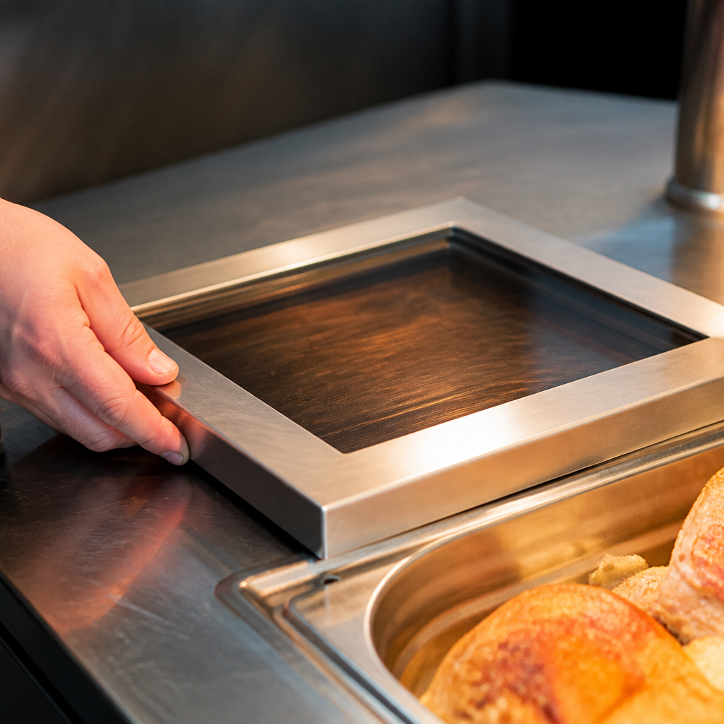 Commercial heated carvery dish glass top replacement part